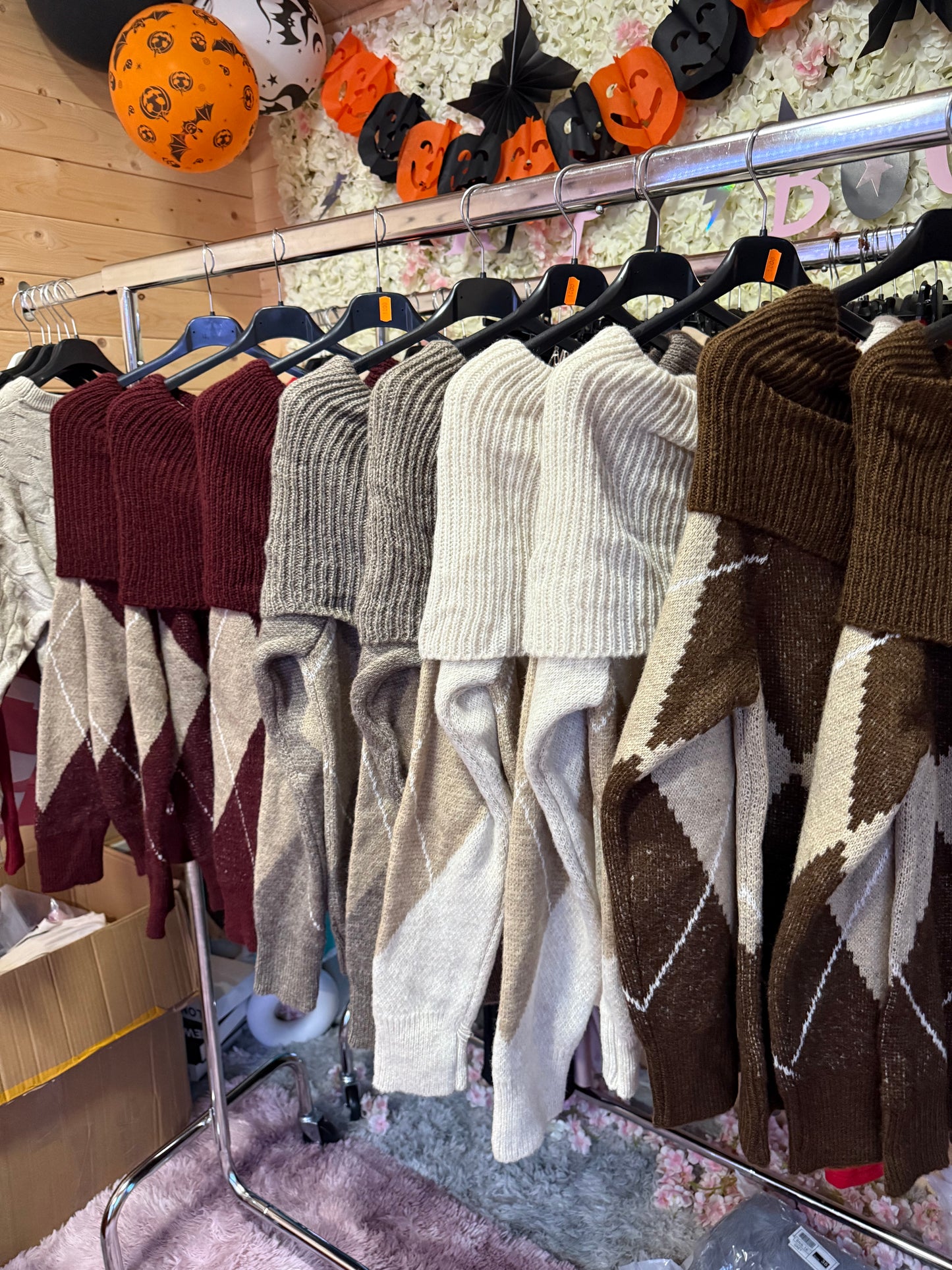 Diamond off shoulder jumper