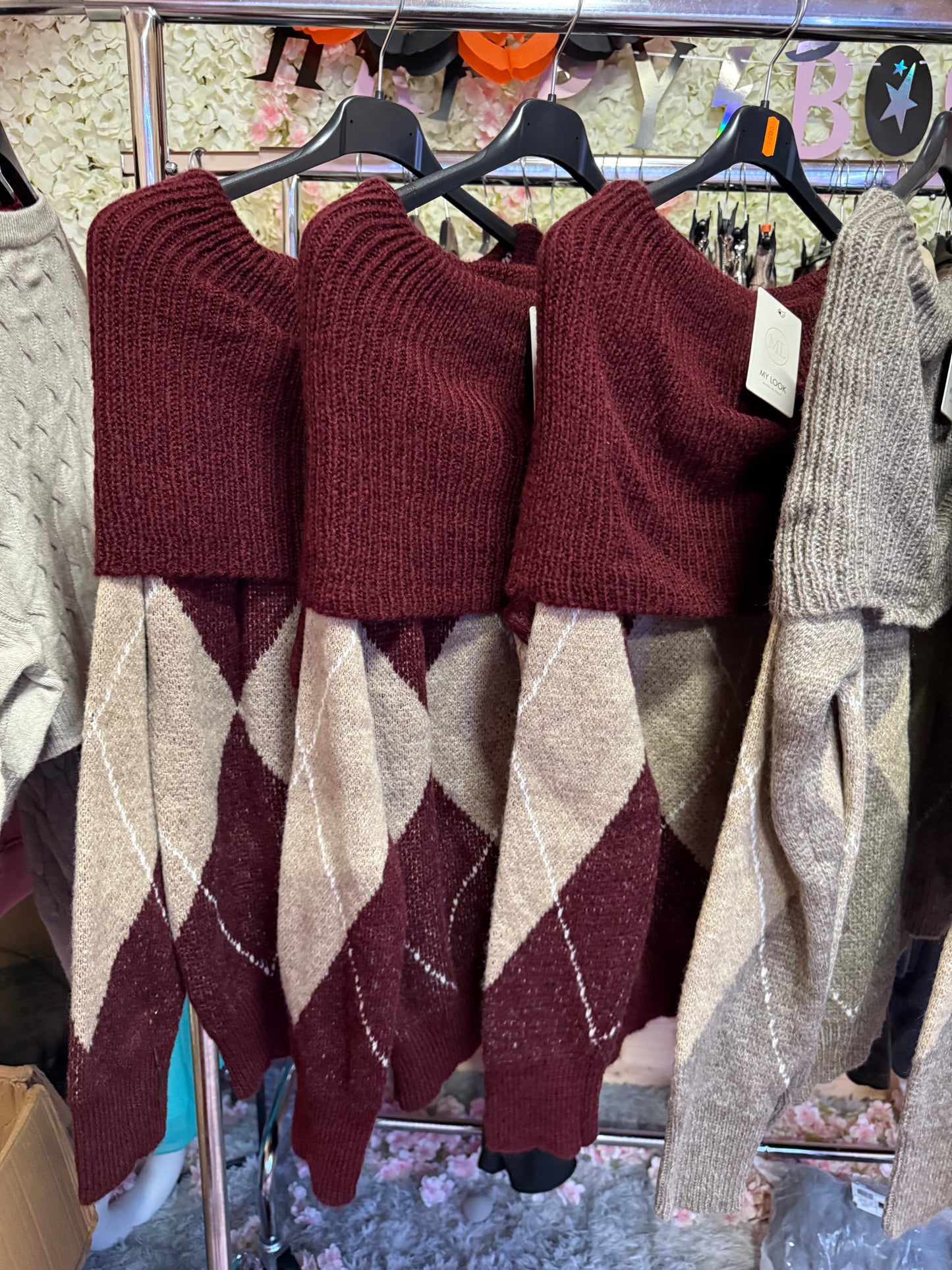 Diamond off shoulder jumper