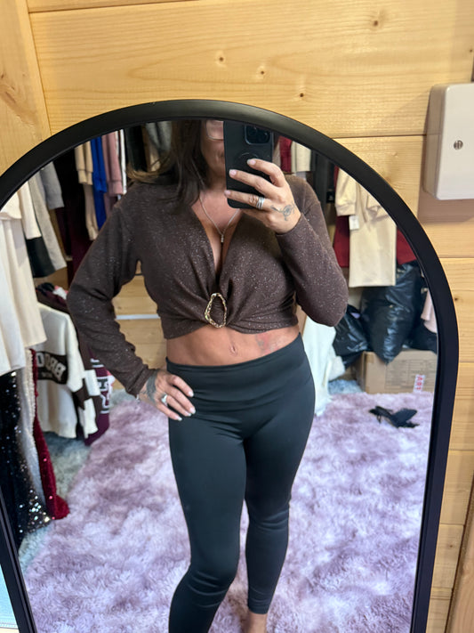 Gold buckle cropped top