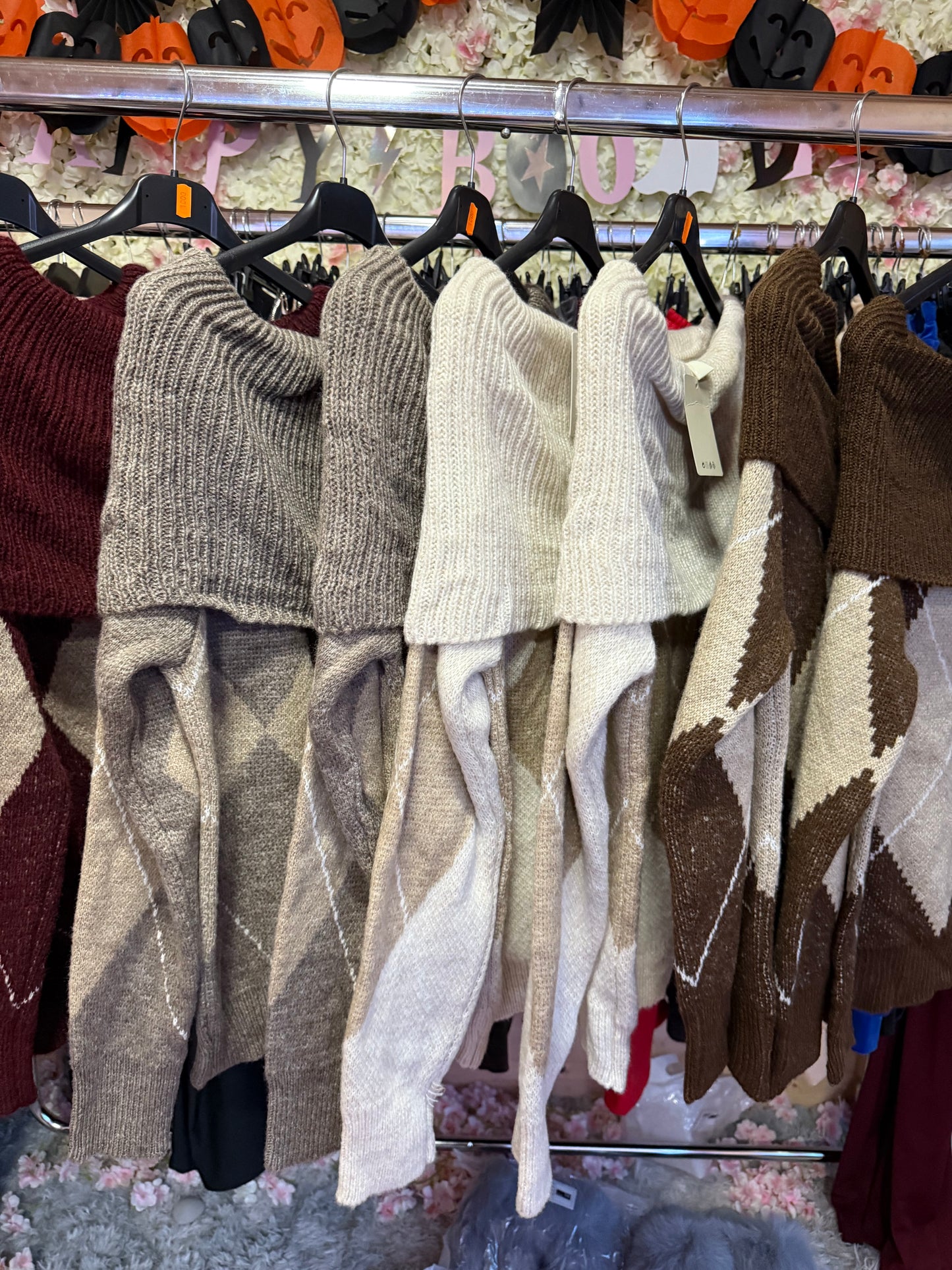 Diamond off shoulder jumper