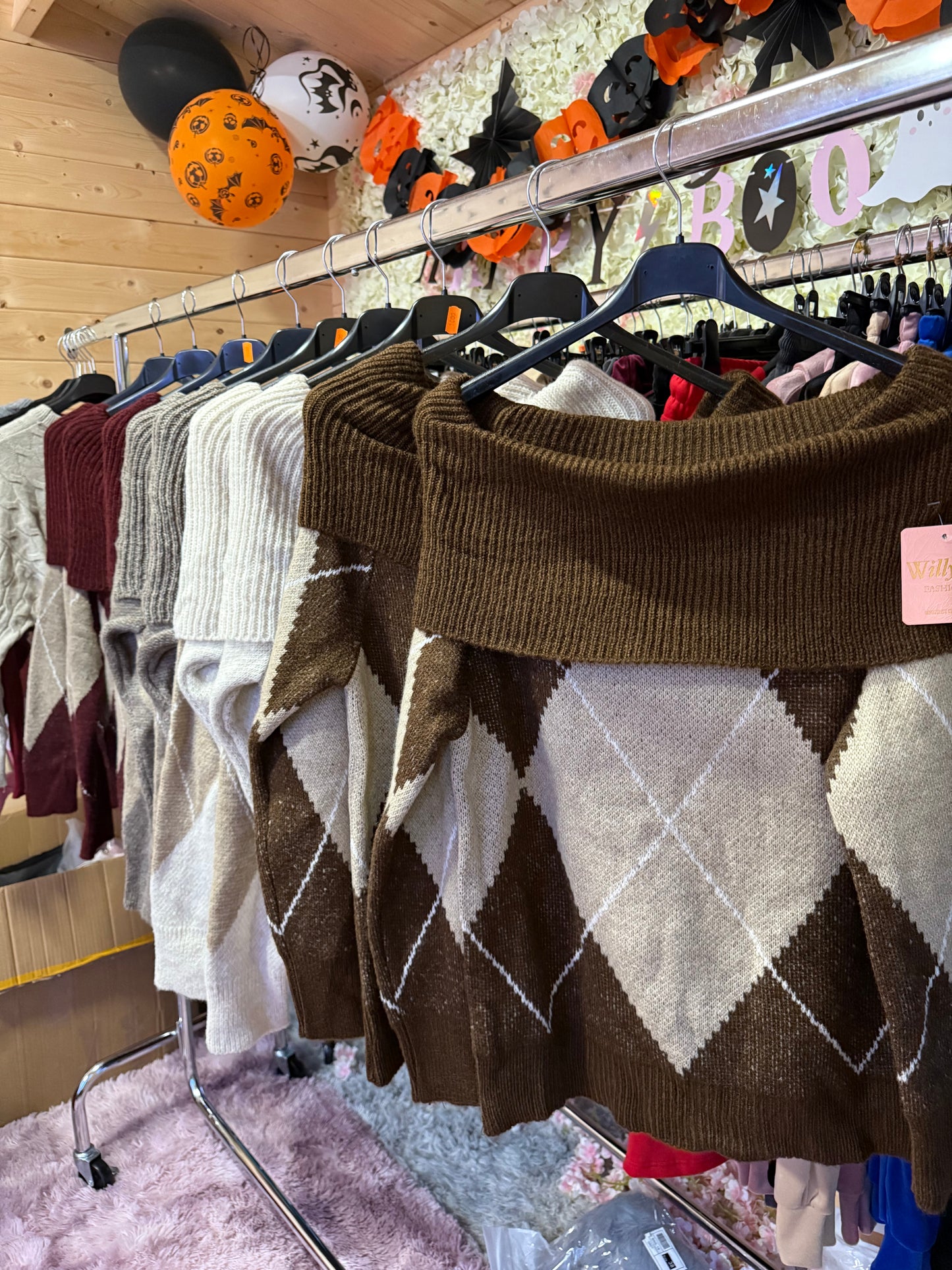 Diamond off shoulder jumper