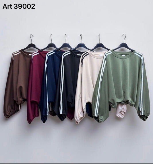Stripped bubble hem jumper